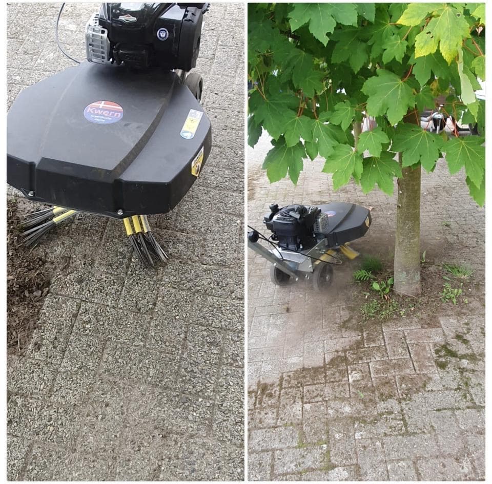 Pflasterreinigung mit professioneller Kehrmaschine