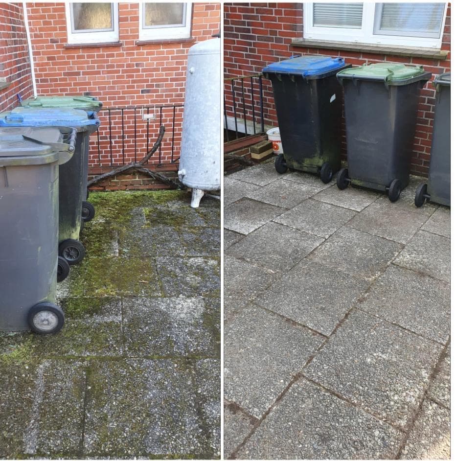 Terrassenreinigung - Moos und Schmutz entfernt